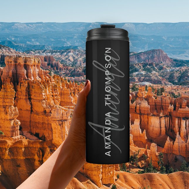 Elegant modern Personalisiert mit Name Monogram Thermosbecher (Von Creator hochgeladen)