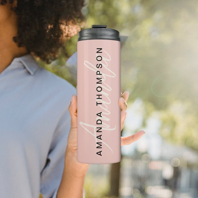 Elegant modern Personalisiert mit Name Monogram Thermosbecher (Von Creator hochgeladen)