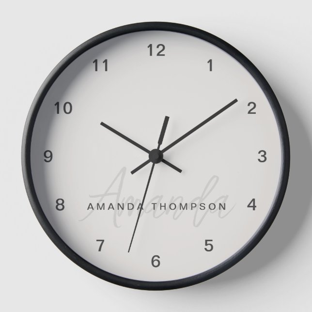 Elegant modern Personalisiert mit Name Monogram Uhr (Vorderseite)
