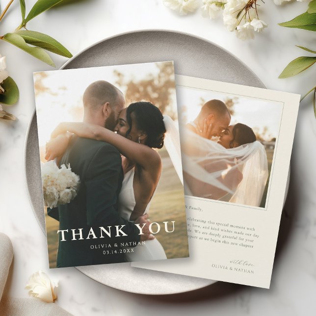 Elegant Modern Photo Wedding Dankeskarte (Von Creator hochgeladen)