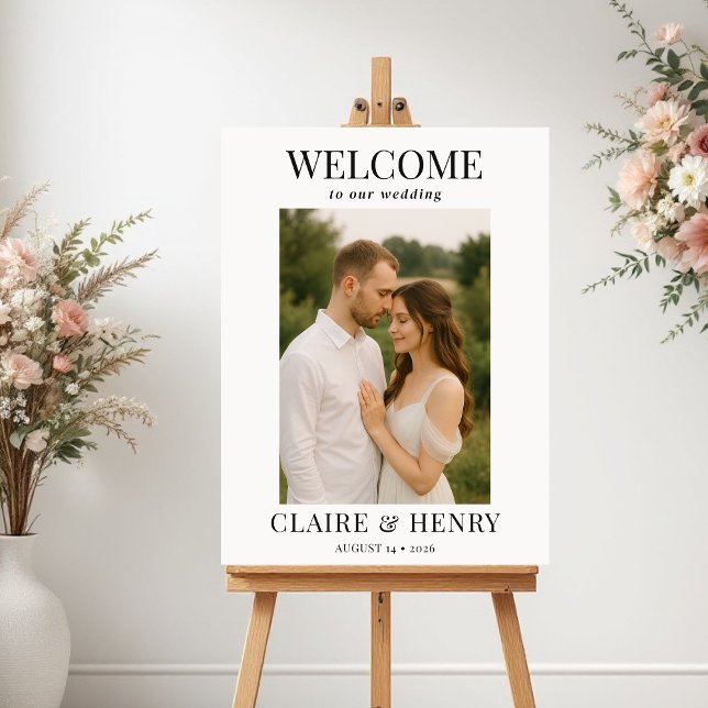 Elegant Modern Photo Wedding Welcome  Poster (Von Creator hochgeladen)