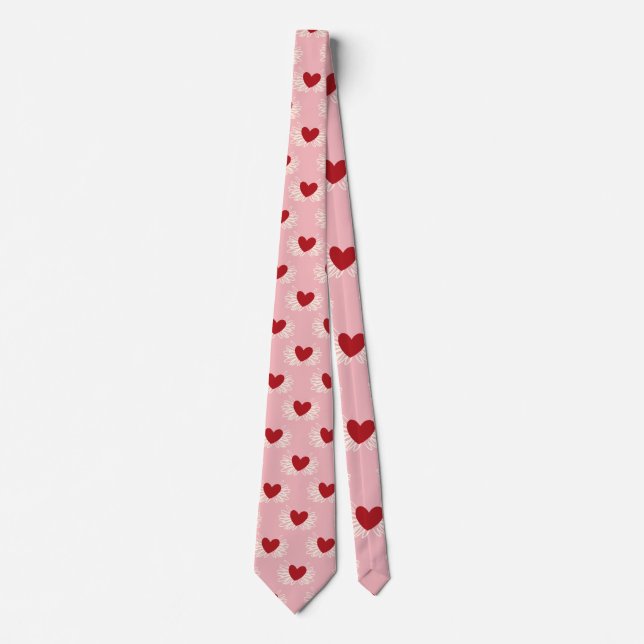 Elegant Modern Pink and White Doodle Heart Pattern Krawatte (Vorderseite)