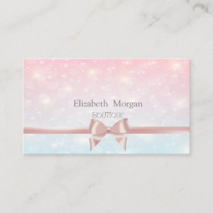 Elegant Modern Pink Ribbon Bow, Glitzer Bokeh Visitenkarte
