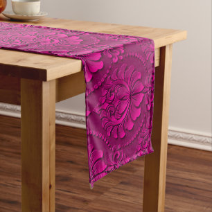 Elegant Modern Pink Vintag Damask Populär Großer Tischläufer