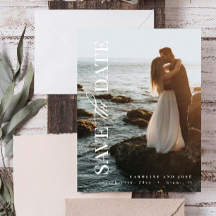 Elegant Modern Portrait Photo Save the Date Postkarte