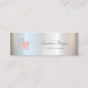 Elegant Modern Professionell Chic, Herzen, Silber Mini Visitenkarte
