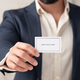 Elegant Modern Professionell Minimal Weiß & Blau Visitenkarte