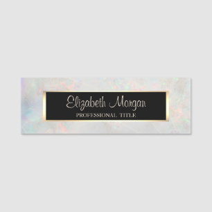 Elegant Modern, Rahmen, Holografisch Opalweiß Namensschild