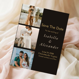 Elegant Modern Romantic 3 Photo Collage Wedding Save The Date
