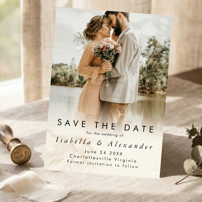 Elegant Modern Romantic Full Photo Wedding  Save The Date (Von Creator hochgeladen)