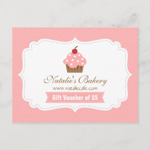 Elegant, Modern, Rosa Cupcake-Gutschein für eine B Postkarte