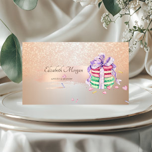 Elegant Modern, Roségold-Pinselstrich, Macarons Visitenkarte