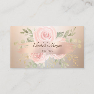 Elegant Modern, Roségold-Pinselstrich, Rosen Visitenkarte