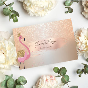Elegant Modern, Rosen-Gold-Pinselstrich, Flamingo Visitenkarte