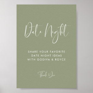 Elegant & Modern Sage Green Date Poster