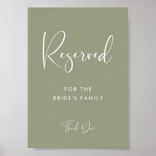 Elegant & Modern Sage Green Hochzeit vorbehaltenes Poster