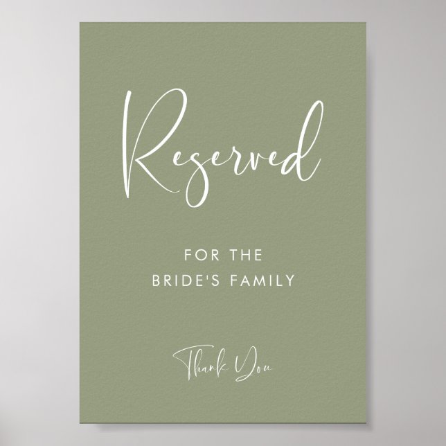 Elegant & Modern Sage Green Hochzeit vorbehaltenes Poster (Vorne)
