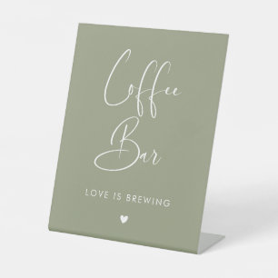 Elegant & modern Sage Green Hochzeitscoffee Bar Sockelschild