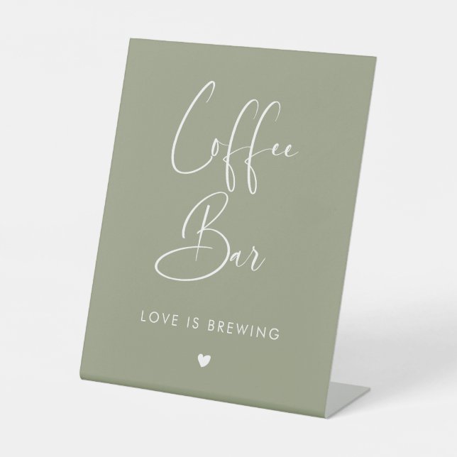 Elegant & modern Sage Green Hochzeitscoffee Bar Sockelschild (Vorderseite)