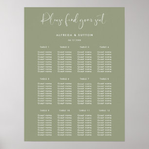 Elegant & Modern Sage Green Hochzeitskarte Poster