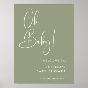 Elegant & modern Sage Green Oh Baby Poster