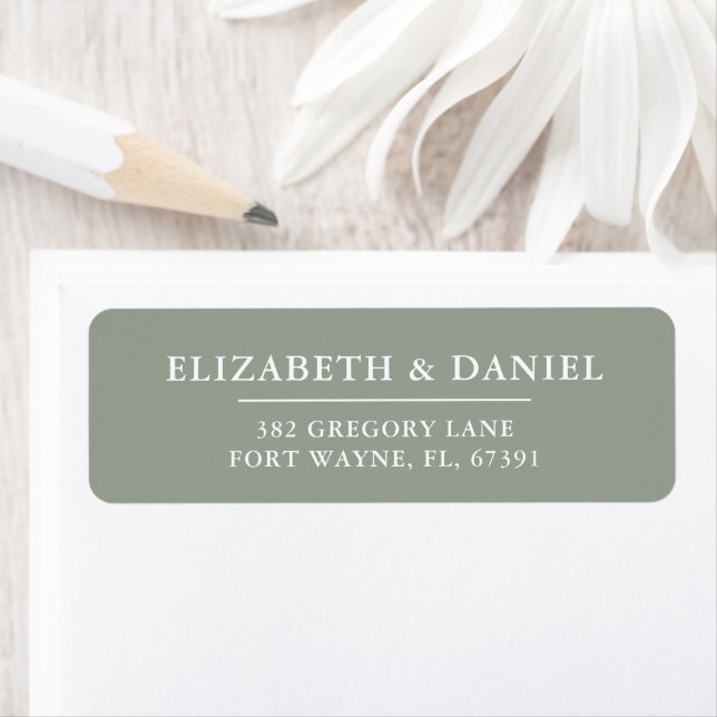 Elegant Modern Sage Green Wedding Return Address (Insitu)