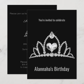 ELEGANT MODERN SCHWARZ DIAMOND TIARA GEBURTSTAG EINLADUNG