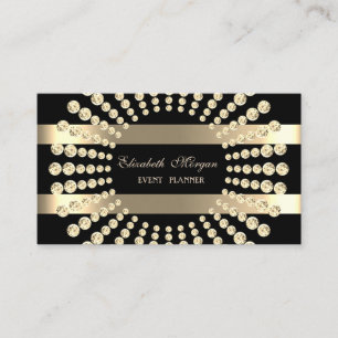 Elegant Modern, Schwarz, Gold gestreift, Diamanten Visitenkarte