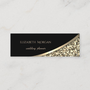 Elegant Modern Schwarz, Gold Glitter Mini Visitenkarte