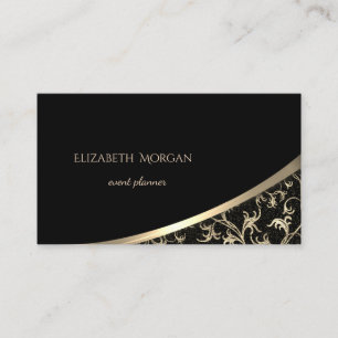 Elegant Modern Schwarz, Goldene Wirbel Visitenkarte