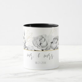 Elegant Modern Schwarz-weiß Gold Wedding Mr. Mrs. Tasse