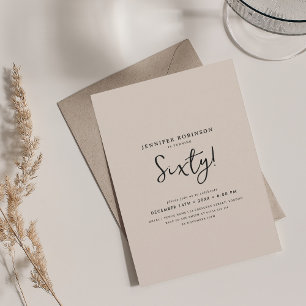Elegant Modern Script 60. Geburtstag Champagne Einladung