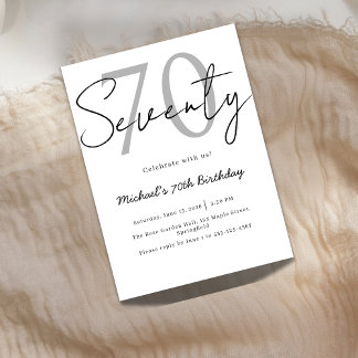 Elegant Modern Script 70th Birthday Invitation Einladung