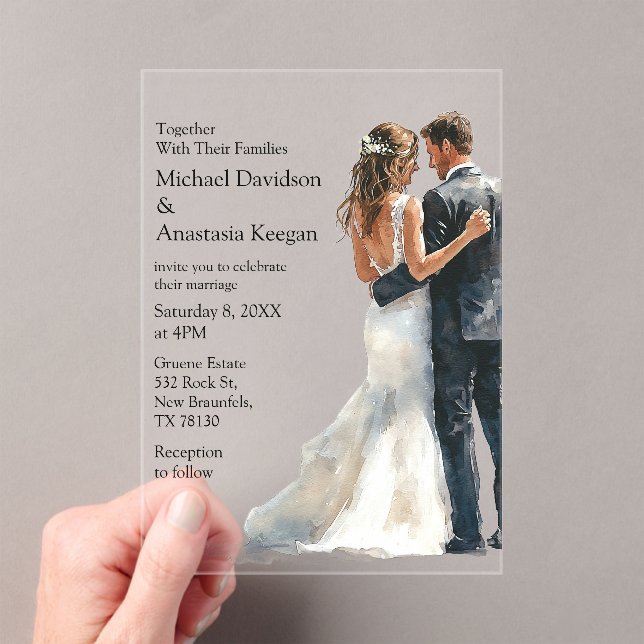 elegant modern script bride & groom wedding  acryleinladungen (Insitu (Handheld))