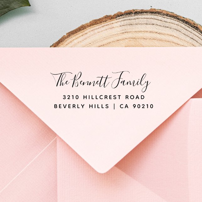 Elegant Modern Script Family Name Return Address Permastempel (Von Creator hochgeladen)