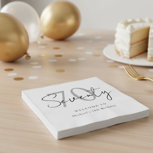 Elegant Modern Seventy 70th Birthday Party Napkins Serviette (Von Creator hochgeladen)