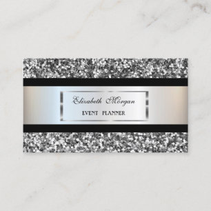 Elegant Modern,Silber Glitter Rahmen,Schwarzer St Visitenkarte