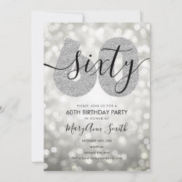 Elegant Modern Silver 60. Geburtstagsparty Einladung