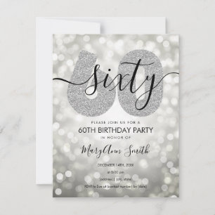Elegant Modern Silver 60. Geburtstagsparty Einladung