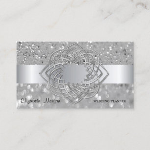 Elegant Modern, Silver Glitzer Bokeh Visitenkarte