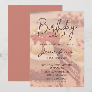 Elegant Modern Simple Cake 61. Geburtstag Einladung