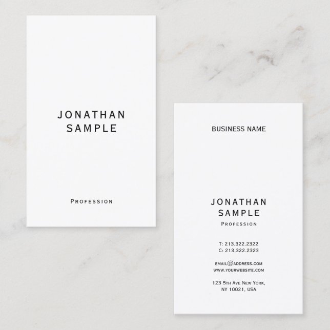 Elegant Modern Simple Template Vertical Business Visitenkarte (Vorne/Hinten)