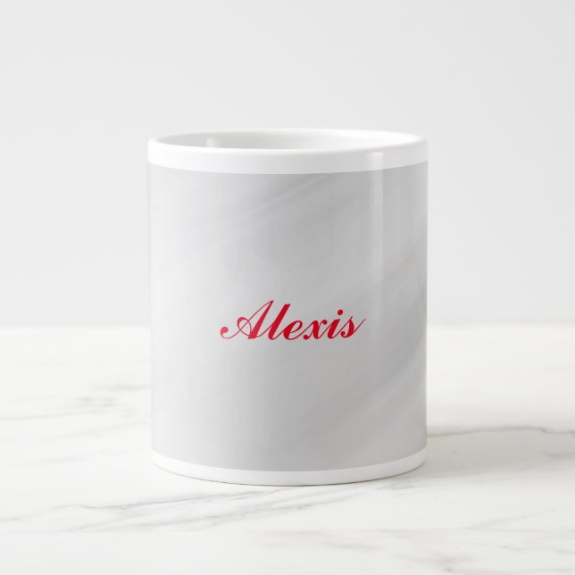 Elegant Modern Stilvoll Grauroter Name Jumbo-Tasse (Vorderseite)