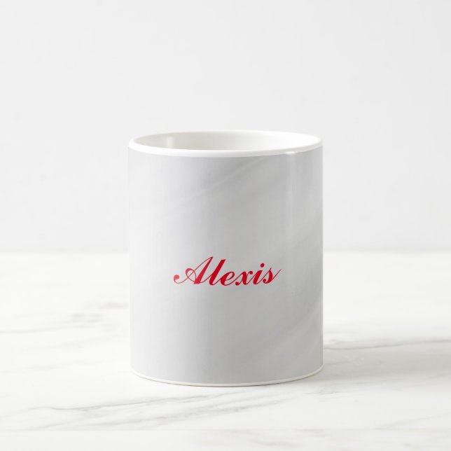 Elegant Modern Stilvoll Grauroter Name Kaffeetasse (Mittel)