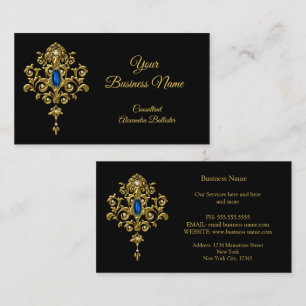 Elegant modern stilvoll königsblau Juwel Gold Schw Visitenkarte
