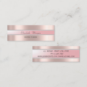 Elegant Modern Stilvoll Rose Gold, Streifen, Perle Mini Visitenkarte