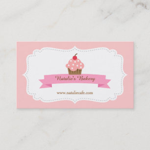 Elegant, Modern, Süßer Rosa Cupcake, Bäckerei Visitenkarte