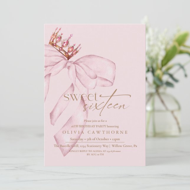Elegant & Modern Sweet 16 Blush Pink Birthday  Einladung (Stehend Vorderseite)
