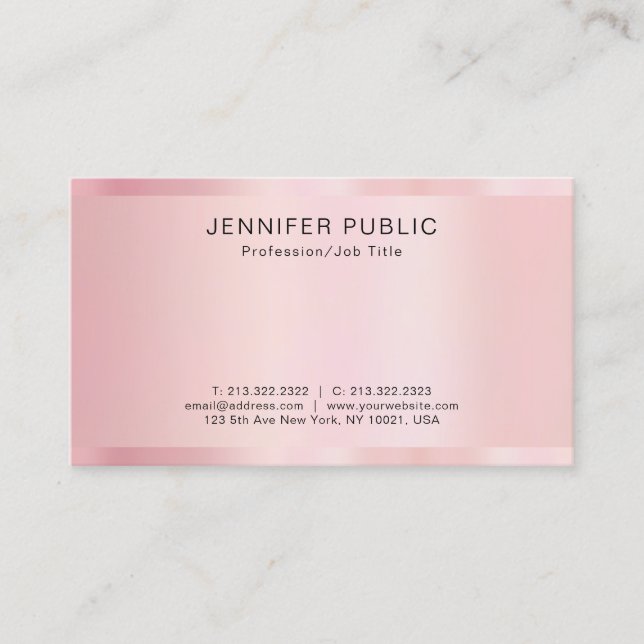 Elegant Modern Template Rose Gold Professional Visitenkarte (Vorderseite)
