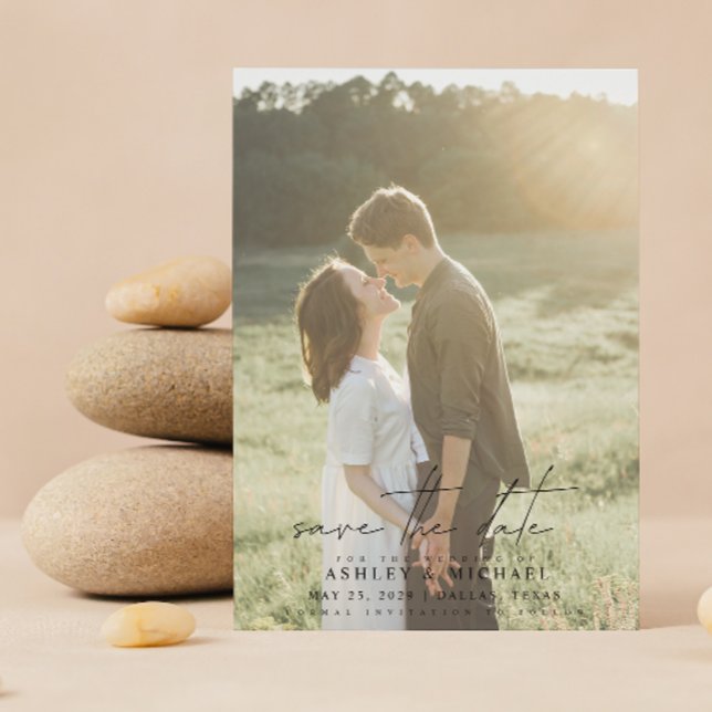 Elegant Modern Vellum Overlay 2 Foto Wedding Save The Date (Von Creator hochgeladen)